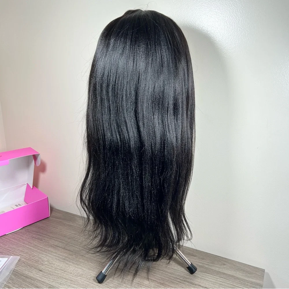 UNICE Natural Black Human Hair Yaki V Part EasiContour 22 Inch Glueless Wig